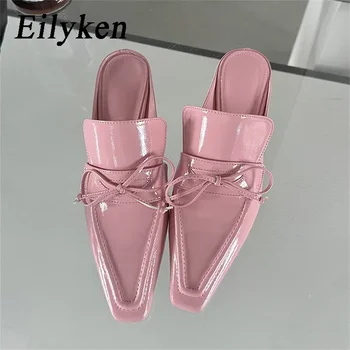Eilyken, Новые модные женские тапочки-мул с бабочкой и узлом, Модные женские туфли на тонком низком каблуке с мелким острым носком