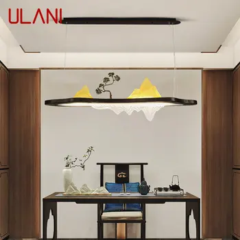 Светодиодная подвеска в китайском стиле ULANI, Креативная простота Дзен, Прямоугольная Люстра для ландшафтного освещения для домашнего декора Чайханы