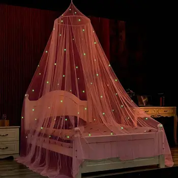 1 Комплект Куполообразного балдахина для кровати, складной, со светящимися в темноте звездами, декор для спальни принцессы с балдахином