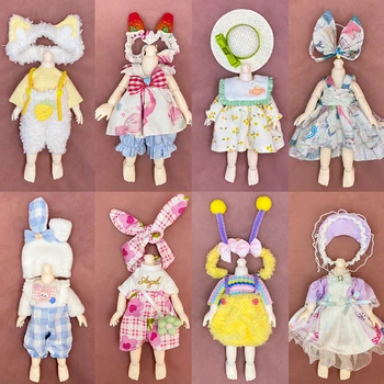 1 Комплект одежды для куклы 16-17 см Ob11 Модный костюм 1/12 или 1/8 Кукольное платье с юбкой 6 дюймов Милая одежда униформа
