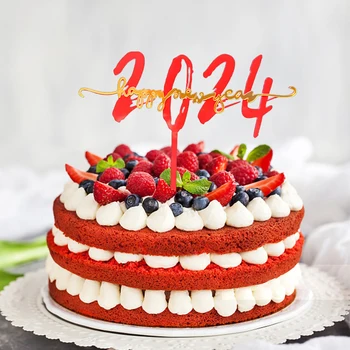 1 шт. топпер для кексов 2024 Весенний фестиваль Украшение для торта Новогодний Красный топпер для торта Домашний декор Вставки для торта