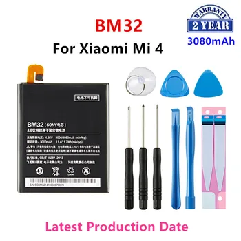 100% Оригинальный Аккумулятор BM32 3080 мАч Для Xiaomi 4 Mi 4 Mi4 M4 BM32 Высококачественные Сменные Батареи Для Телефона + Инструменты