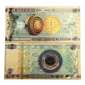 1шт Позолоченный банкнот в сто БИТКОИНОВ пластиковая денежная монета BTC Сувенир из поддельных денег Украшение дома