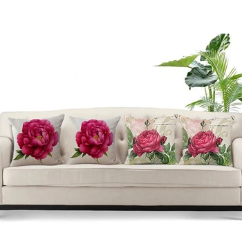 2 шт, Винтажная Декоративная наволочка из цветочного льна, Наволочка для домашнего дивана, Декоративная Роза, A & B