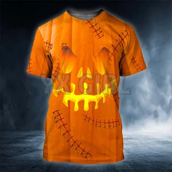 2022 Летняя тыквенная улыбка Череп Хэллоуин Футболки с 3D принтом по всему телу футболки унисекс футболки