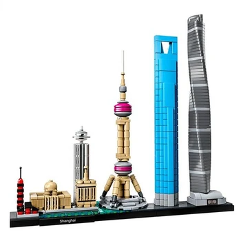 2022 Новая 597шт Коллекция Architecture Skyline Shanghai Building Blocks Assembly Classic Model Kit DIY Детские Кирпичи Игрушки Подарок