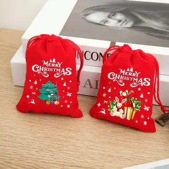20шт Маленьких подарочных пакетов для конфет, мешочки на шнурке, изысканные пакеты для конфет насыщенного цвета, сумки для хранения подарков на рождественскую тему, сумки для хранения конфет