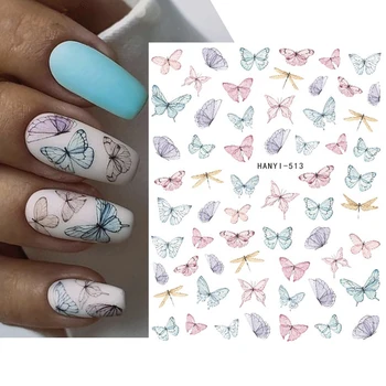 3D наклейки для ногтей Акварельная бабочка сзади Клейкие наклейки для украшения ногтей Советы по дизайну