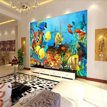 3D Настенная роспись Подводного мира Рыбы Обои для гостиной Фото Фон дивана Обои для домашнего декора papel de parede