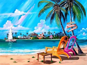 5D Алмазная картина Пляж Солнце Сделай САМ Алмазная мозаика дом Полный набор для вышивания Украшение дома