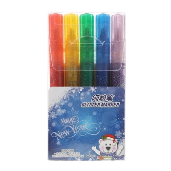5шт Блестящая маркерная ручка, яркий сверкающий цветной рисунок, канцелярские принадлежности для рисования, прямая поставка