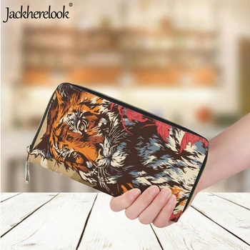 Jackherelook Модный Классический женский длинный кошелек с животным рисунком тигра, роскошный кожаный кошелек, деловой клатч, держатель для банковских карт, Клатч