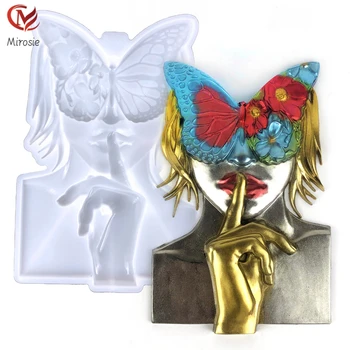 Mirosie Butterfly Woman, силиконовая форма, рельеф персонажа, формы из эпоксидной смолы, украшение для дома, Маска Бабочки, Девушка, рельефная гипсовая форма