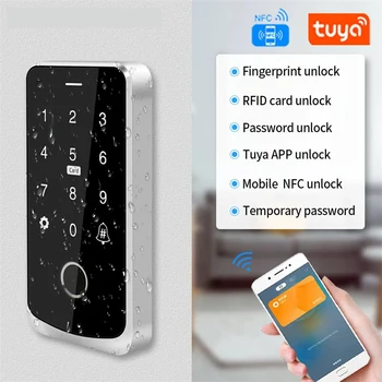 NFC Bluetooth приложение Tuya RFID IC M1 Клавиатура контроля доступа IP65 Водонепроницаемый биометрический контроллер доступа с сенсорным экраном по отпечаткам пальцев