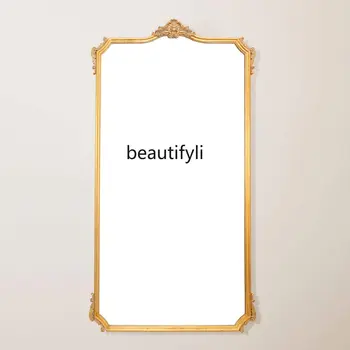 zq Французское ретро зеркало в полный рост, домашнее туалетное зеркало, настенное зеркало, резное зеркало для спальни