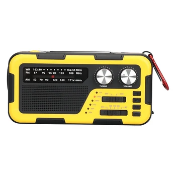 Аварийное радио с рукояткой USB Желтый пластик 4000mAh 3,5 Мм Разъем для наушников для походов на открытом воздухе