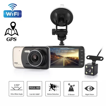 Автомобильный видеорегистратор WiFi GPS Full HD 1080P Dash Cam Камера автомобиля Привод Видеорегистратора Черный ящик ночного видения Авторегистратор GPS Registar