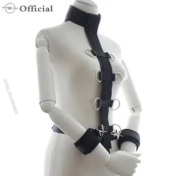 БДСМ Секс-товары Секс-рабыня, удерживающий Шейный ошейник, Поясные ремни, соединяющие наручники с наручниками, Бандаж, манжета для запястий, Игрушки для секс-игр SM