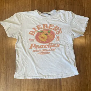 Белая футболка Justin Bieber Peaches из Джорджии для взрослых большого размера.
