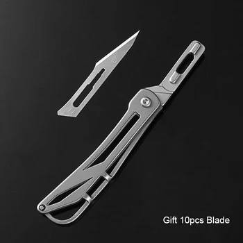 Быстро Открывающийся складной нож со сменным лезвием, карманный нож EDC, брелок для ключей, ножи для самообороны, спасательный инструмент, Отправить 10 лезвий