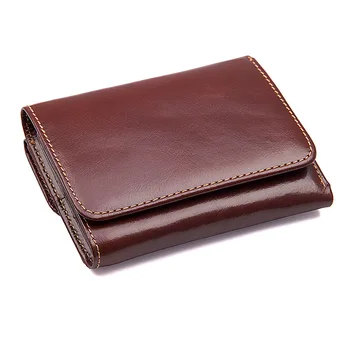 Винтажный кожаный мужской кошелек, вертикальный кошелек из воловьей кожи, RFID-противоугонная щетка, кошелек для монет с несколькими картами