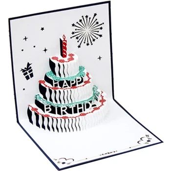 Всплывающая поздравительная открытка на День рождения, светодиодный светильник, Праздничный торт, музыка, Поздравительная открытка на День рождения, Открытки, вырезанные лазером, Поздравительные открытки на День рождения