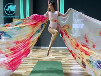 Высококачественные Градационные цвета, 18-метровый воздушный шелковый комплект с омбре, Трапециевидный слинг, удлинитель, нейлоновые качели для йоги