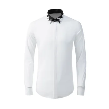 Высококачественные роскошные ювелирные изделия, Новая стильная мужская рубашка белого цвета с длинными рукавами, мужская рубашка