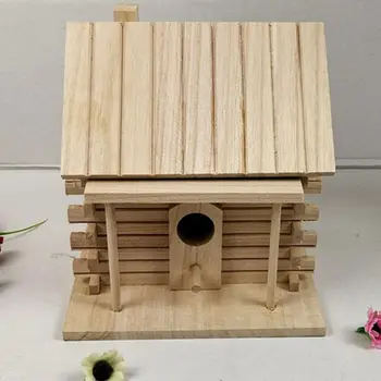 Деревянный Птичий Домик Теплая Коробка Для Разведения Птиц Наружное Гнездо Хижина Игрушка Для Домашних Животных C6UE