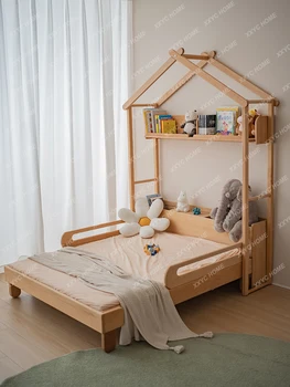 Детская кровать Дом Кровать Палатка Кровать из массива дерева Защита окружающей среды Бук Телескопическая кровать Насосная протяжка