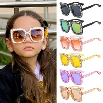 Детские солнцезащитные очки с кристаллами алмазов, модные сверкающие стразы, детские квадратные солнцезащитные очки для девочек, очки для пляжа / путешествий