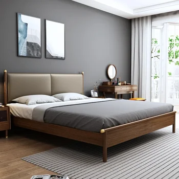 Диван Loveseat в скандинавском стиле muebles двуспальная кровать главная спальня Современная минималистская кровать мягкая свадебная мебель из орехового дерева