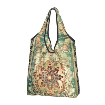 Забавная антикварная французская винтажная сумка Aubusson с цветочным принтом в богемном стиле, портативная сумка для покупок через плечо