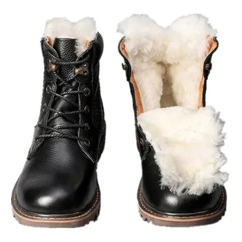 Зимние ботинки из натуральной шерсти, самая теплая мужская зимняя обувь ручной работы, зимние ботинки из натуральной кожи