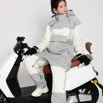 Зимний цельный костюм для взрослых на электромобиле и мотоцикле, теплый плюшевый велосипедный костюм с разрезом для верховой езды, одежда для рыцарских гонок, одежда для верховой езды