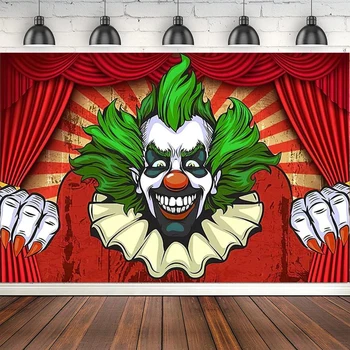 Злой Клоун Фон для фотосъемки на Хэллоуин Тема цирка ужасов Фон кровавых ужасов Выпускной день рождения Косплей Декор вечеринки