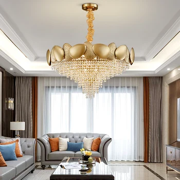 Золотая хрустальная люстра неправильной формы, украшение проекта роскошной гостиной отеля, Круглый свет в комнате