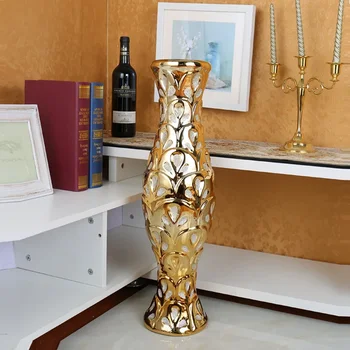 Керамика для гостиной, большая напольная ваза, имитирующие орнаменты, Декоративная роскошная Золотая творческая личность высотой 60 см