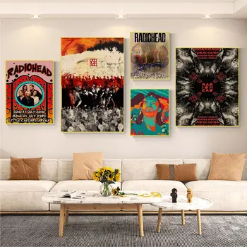 Классические постеры фильмов британской группы Radiohead, Наклейка из крафт-бумаги, Домашний Бар, кафе, Скандинавский декор для дома