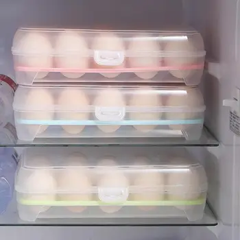 Контейнеры для хранения яиц, холодильник, коробка для хранения яиц, 15 сеток, Штабелируемый дозатор для яиц с крышкой, кухонные принадлежности