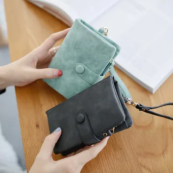 Корейская студентка Чикаге, милая трехстворчатая сумка с несколькими картами, модный тренд, женская сумочка, простой короткий матовый кошелек для отдыха