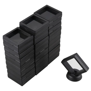 Коробка для демонстрации монет - набор из 30 3D-держателей с плавающей рамкой и подставками для монет Challenge, медальонов, ювелирных изделий AA, черный