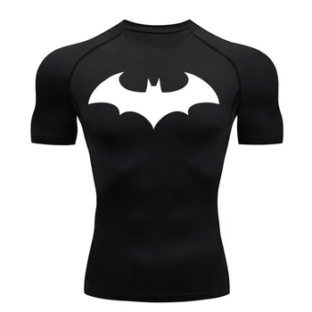 Летняя футболка для бега, мужская компрессионная рубашка с коротким рукавом, Черная быстросохнущая одежда для фитнеса, Рашгарда, ММА, Спорт с длинным рукавом