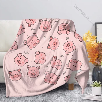 Лучшее Розовое флисовое одеяло с Милым Поросенком, Теплое Одеяло для спальни, Покрывало на кровать, диван, Постельные принадлежности, Одеяла для шерпа для путешествий, Одеяло для взрослых, Детей, девочек