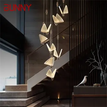 Люстра BUNNY Nordic Butterfly, светильники, современные подвесные светильники, домашняя светодиодная подсветка для лестничного холла