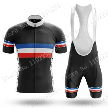 Майка Сборной Франции по Велоспорту 2023 Комплект Летней Французской Одежды Рубашки Для Шоссейных Велосипедов Костюм Велосипедный Нагрудник Шорты MTB Ropa Maillot