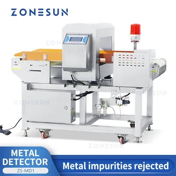 Металлоискатель ZONESUN ZS-MD1 для проверки безопасности пищевых продуктов, Примеси железа и цветных металлов, Отбракованный Контейнер для отбраковки Производственный процесс