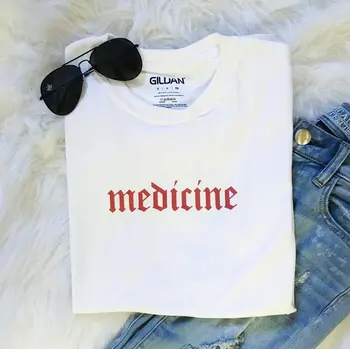 Милая футболка с надписью Medicine, женская футболка H-Styles, футболка с надписью Medicine, футболки для Tumblr