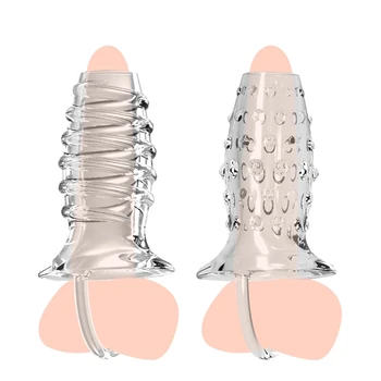 Многоразовый мужской презерватив для увеличения пениса, секс-игрушки для мужчин, задержка Эякуляции, кольцо для члена, Силиконовый рукав для пениса, Эротические стопорные кольца