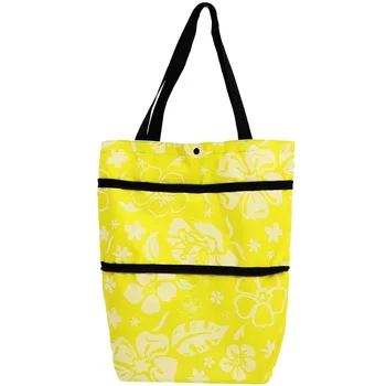 Многофункциональная сумка для покупок в японском стиле, складная тележка для путешествий на колесах (зеленый цветок), складная ткань Оксфорд